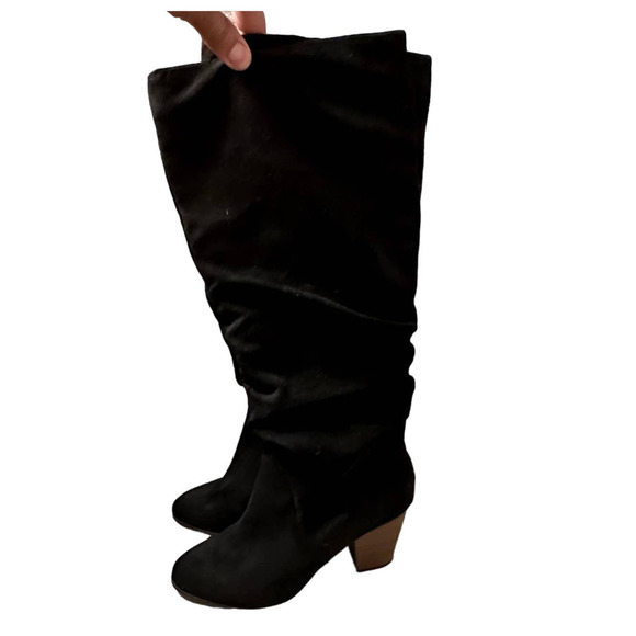Merona Shoes - Merona By Target Women's Black Slouchy Block Heel Knee High Boots Size 9.5